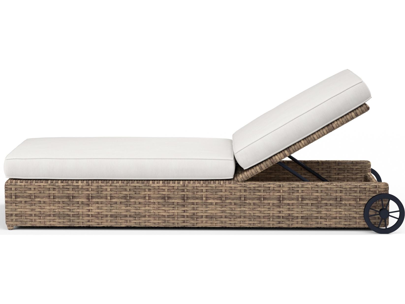 Sunset West Havana Wicker Adjustable Outdoor Patio Chaise Lounge in Canvas Flax