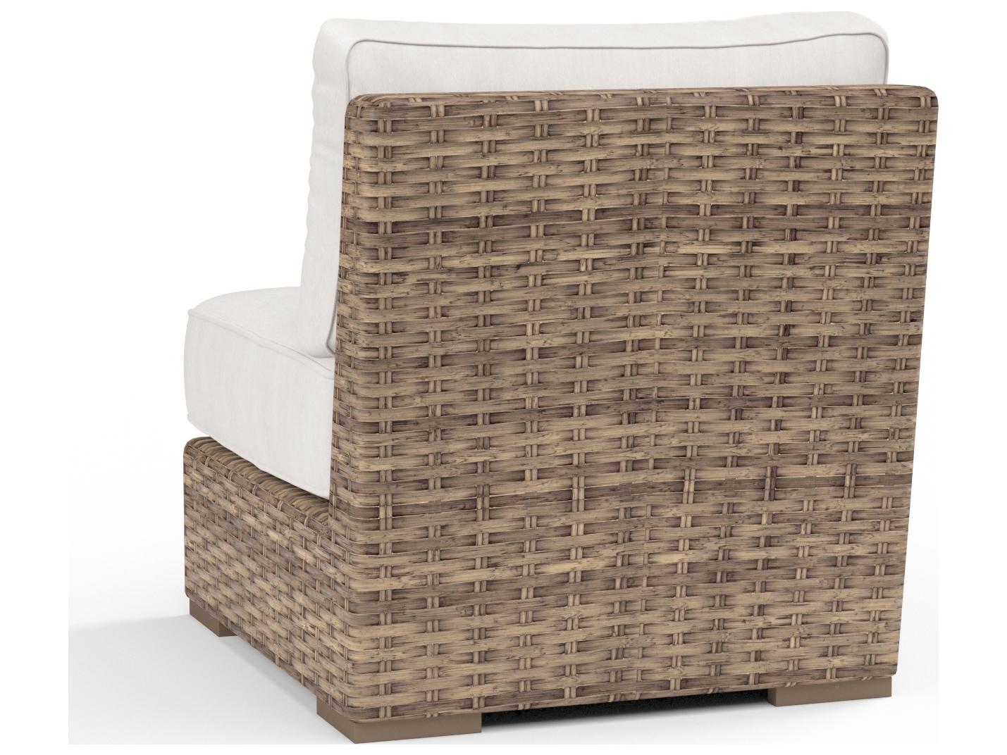Sunset West Havana Wicker Armless Lounge in Canvas Flax