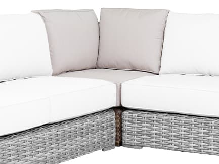 Sunset West Havana Wicker Weathered Tobacco Leaf Corner Outdoor Lounge Chair in Canvas Flax