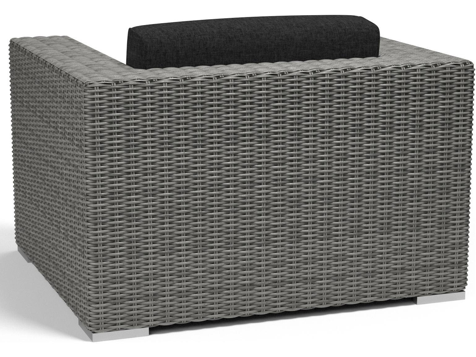 Sunset West Emerald II Wicker Outdoor Patio Lounge Chair in Spectrum Carbon