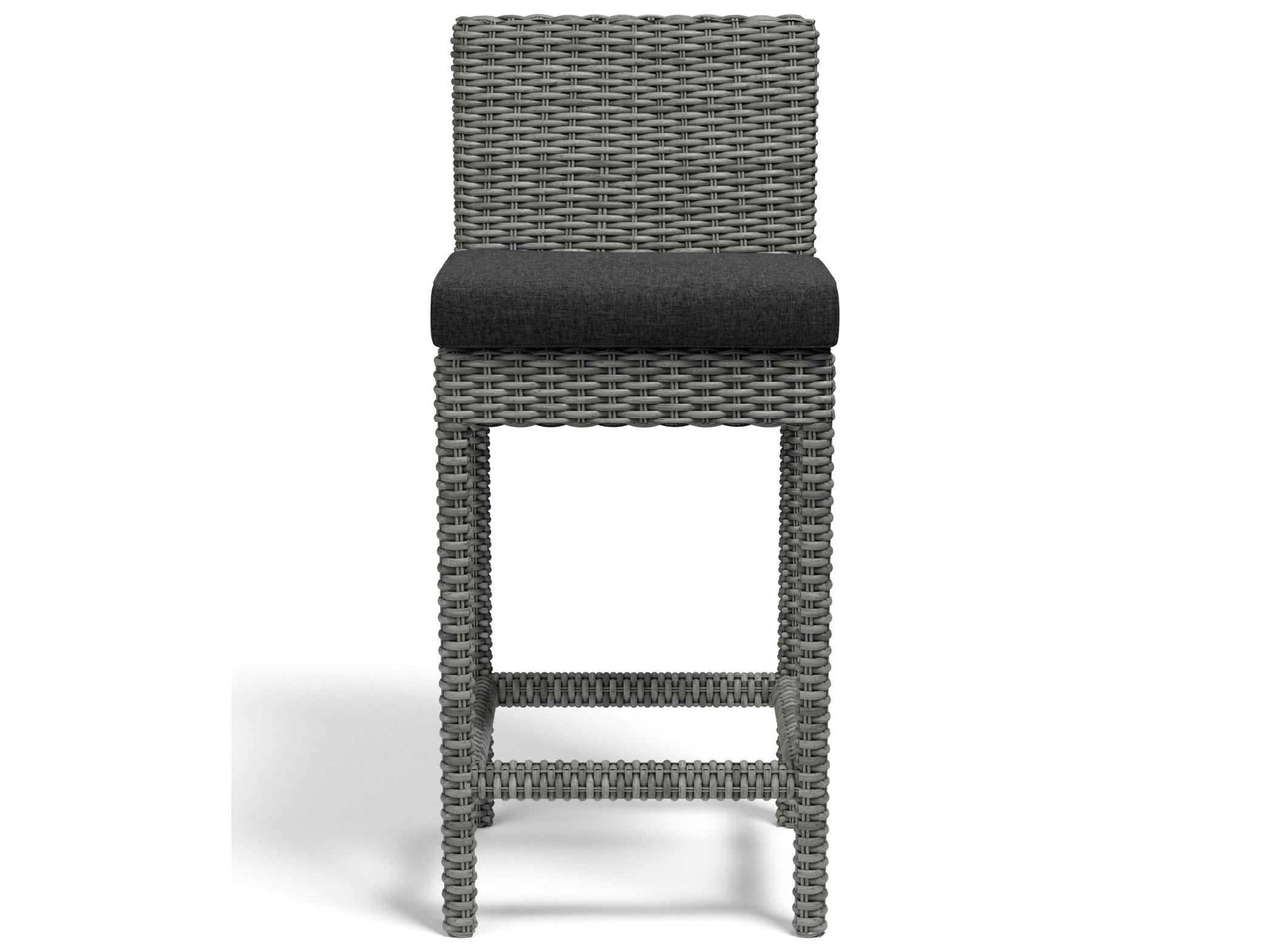 Sunset West Emerald II Wicker Patio Bar Stool in Spectrum Carbon
