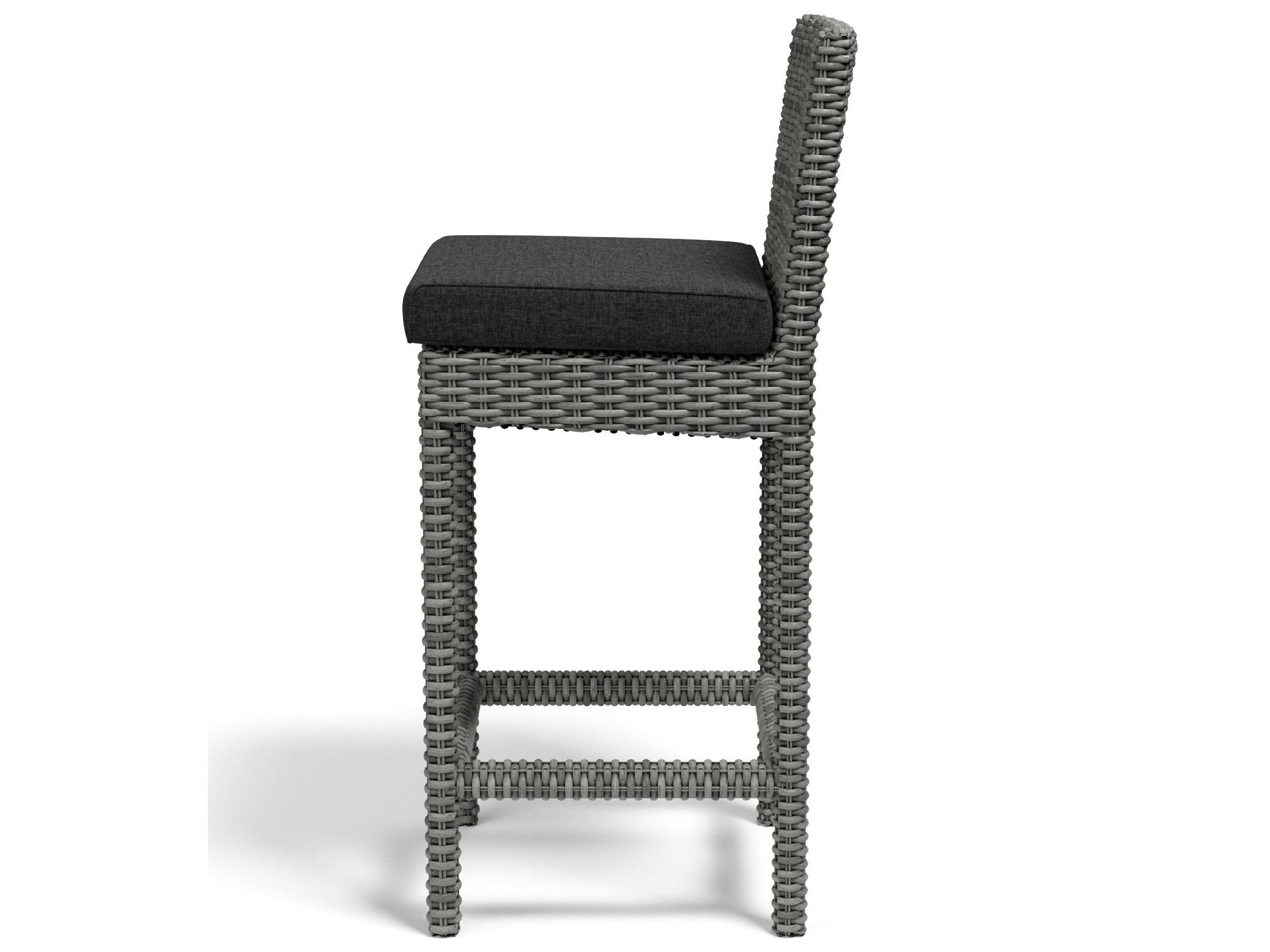 Sunset West Emerald II Wicker Patio Bar Stool in Spectrum Carbon