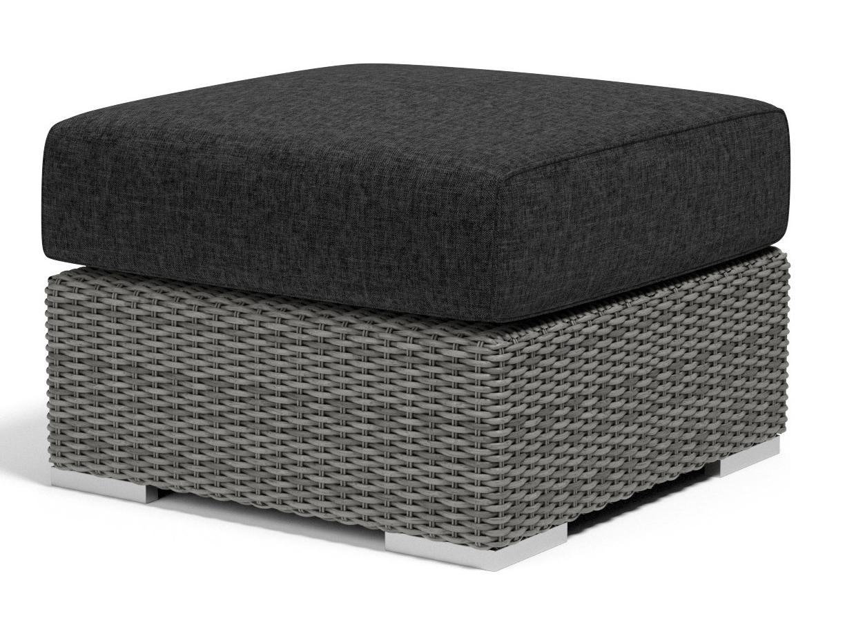 Sunset West Emerald II Wicker Outdoor Ottoman in Spectrum Carbon