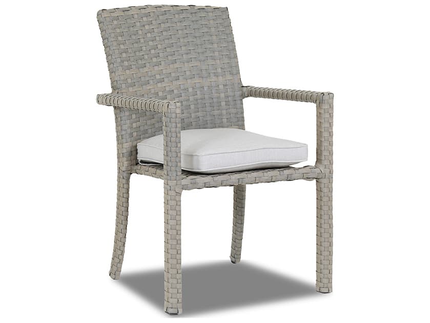 Sunset West Majorca Wicker Outdoor Patio Dining Chair in Cast Silver