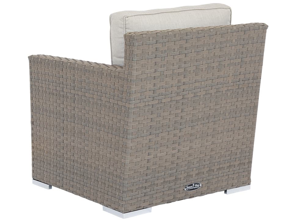 Sunset West Majorca Wicker Outdoor Lounge Chair in Cast Silver