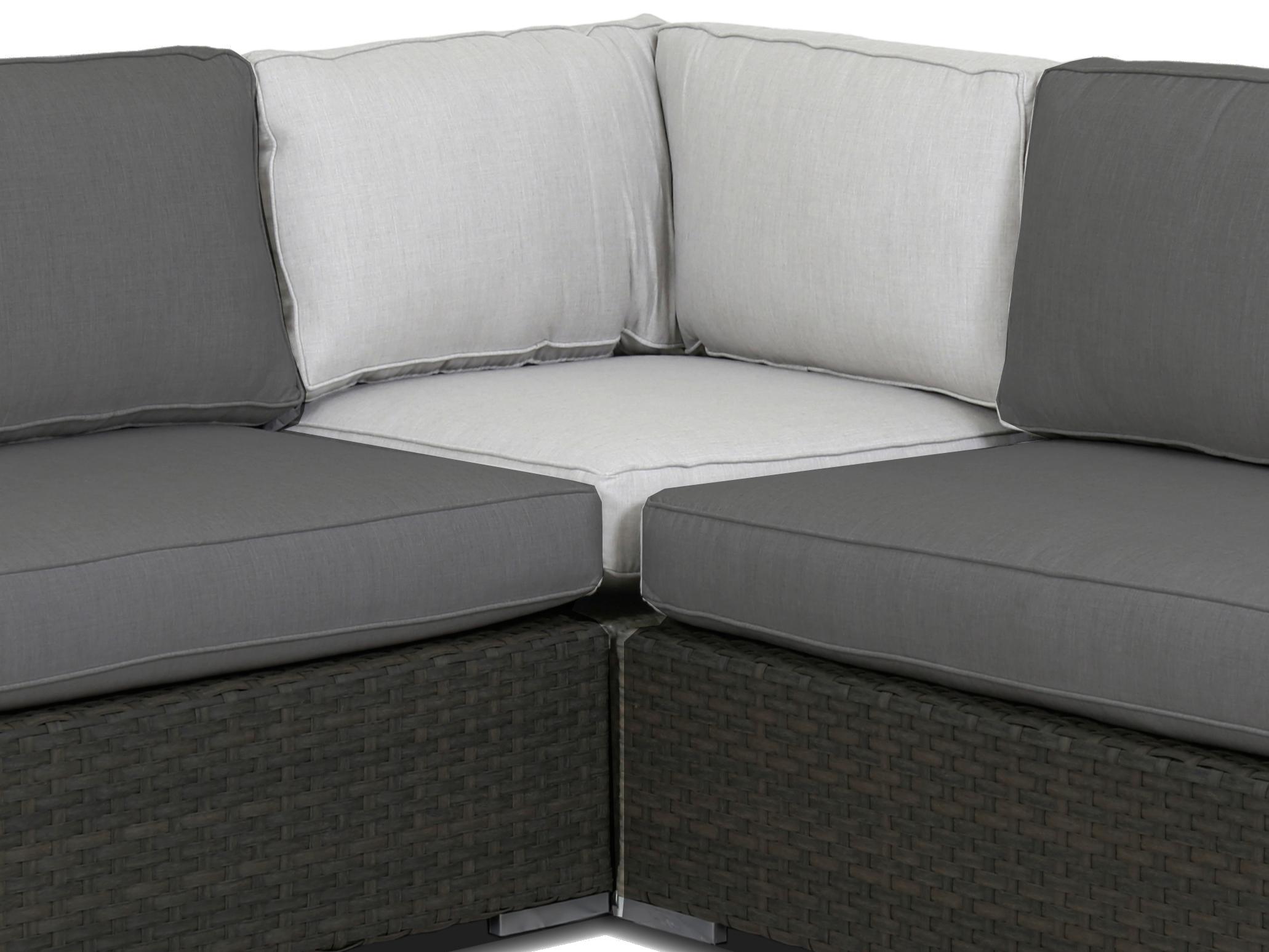 Sunset West Majorca Wicker Corner Outdoor Lounge Chair in Cast Silver with Self Welt