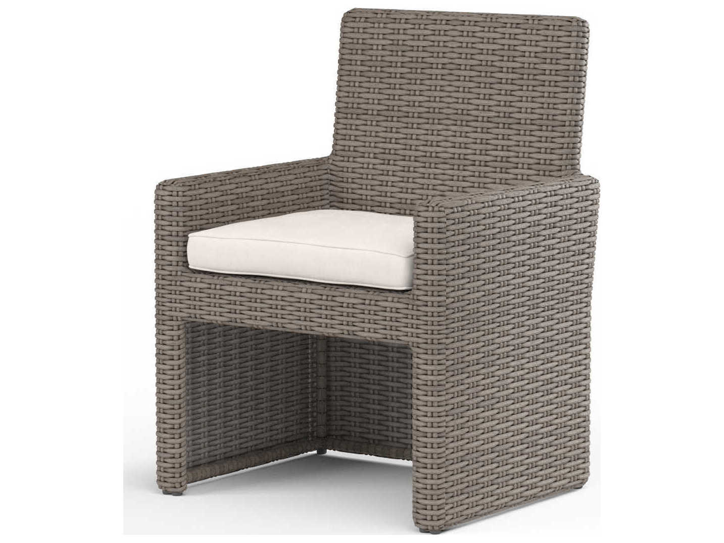 Sunset West Montecito Driftwood Wicker Cushion Dining Chair