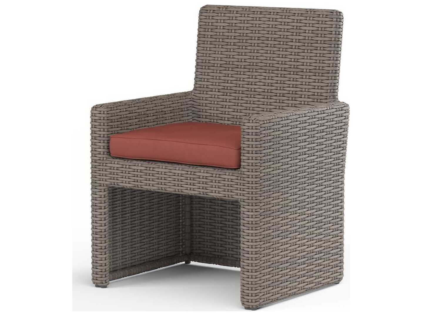 Sunset West Montecito Driftwood Wicker Cushion Dining Chair