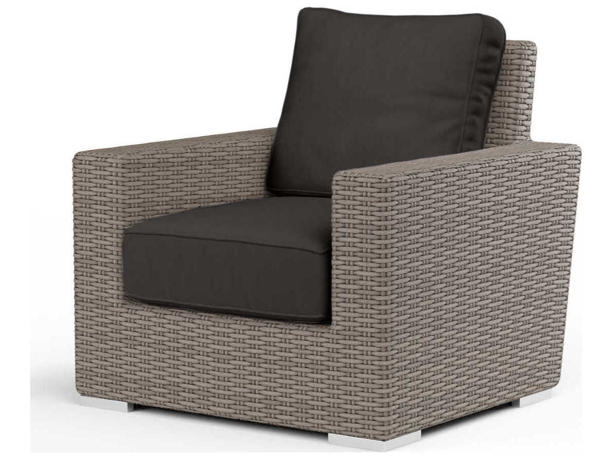 Sunset West Montecito Driftwood Wicker Cushion Lounge Chair