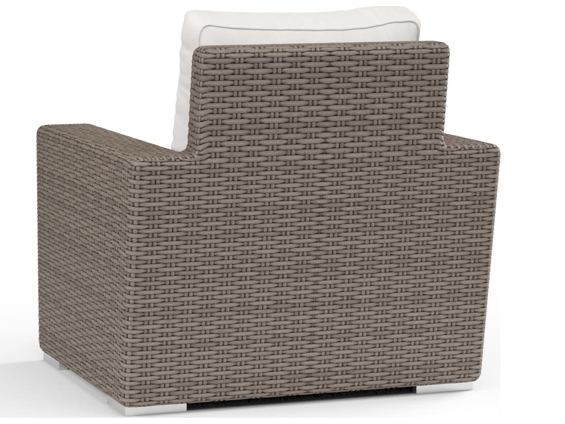 Sunset West Coronado Wicker Driftwood Outdoor Patio Lounge Chair in Canvas Flax with Self Welt