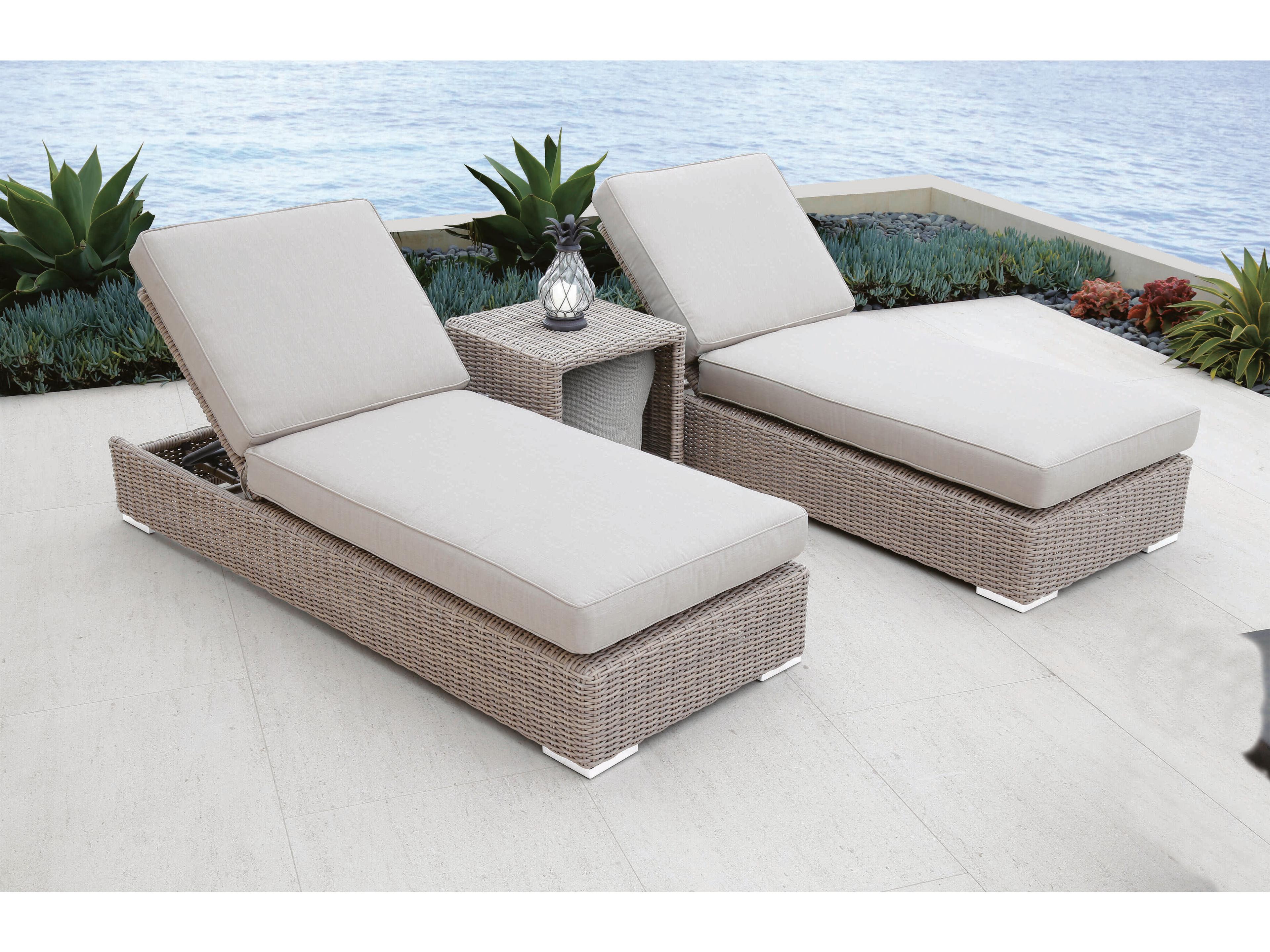 Sunset West Montecito Driftwood Wicker Cushion Chaise Lounge