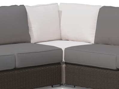 Sunset West Coronado Wicker Corner Outdoor Patio Lounge Chair in Canvas Flax with Self Welt