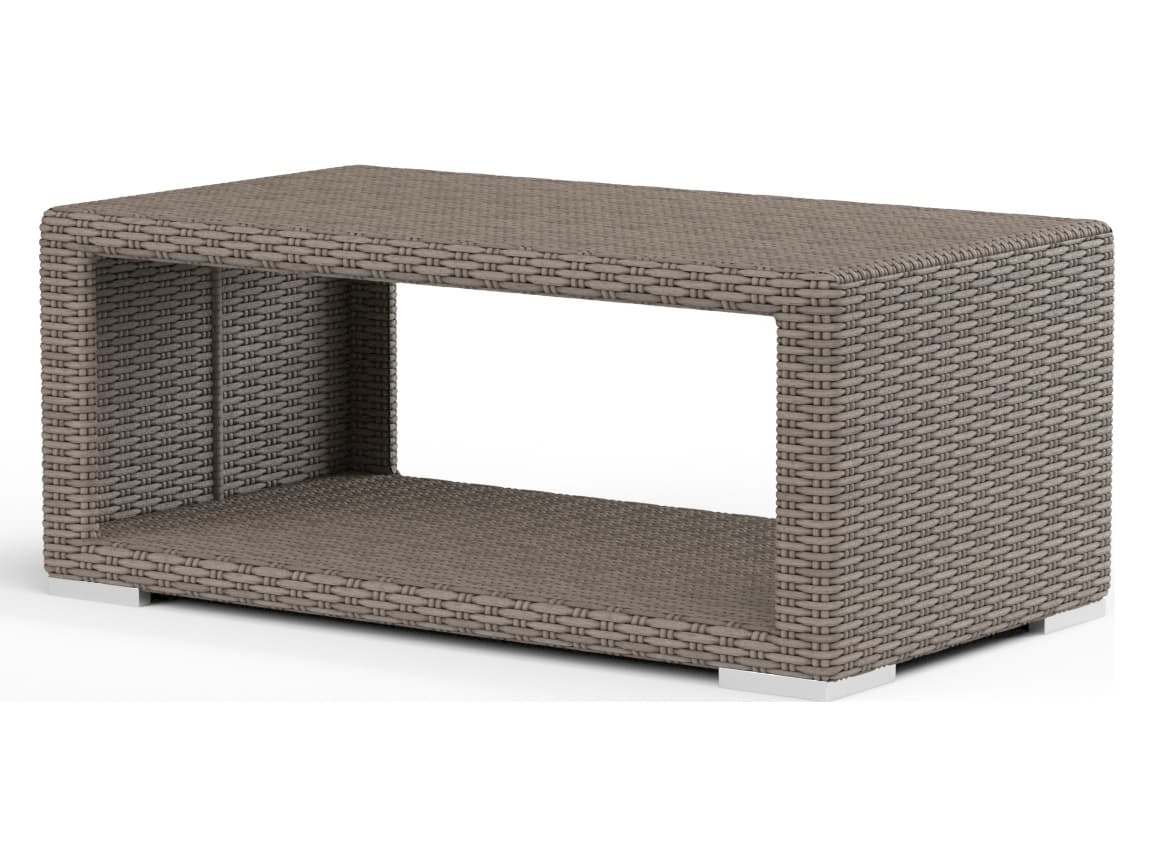 Sunset West Coronado Tables- As Pictured Driftwood Wicker Rectangular Coffee Table