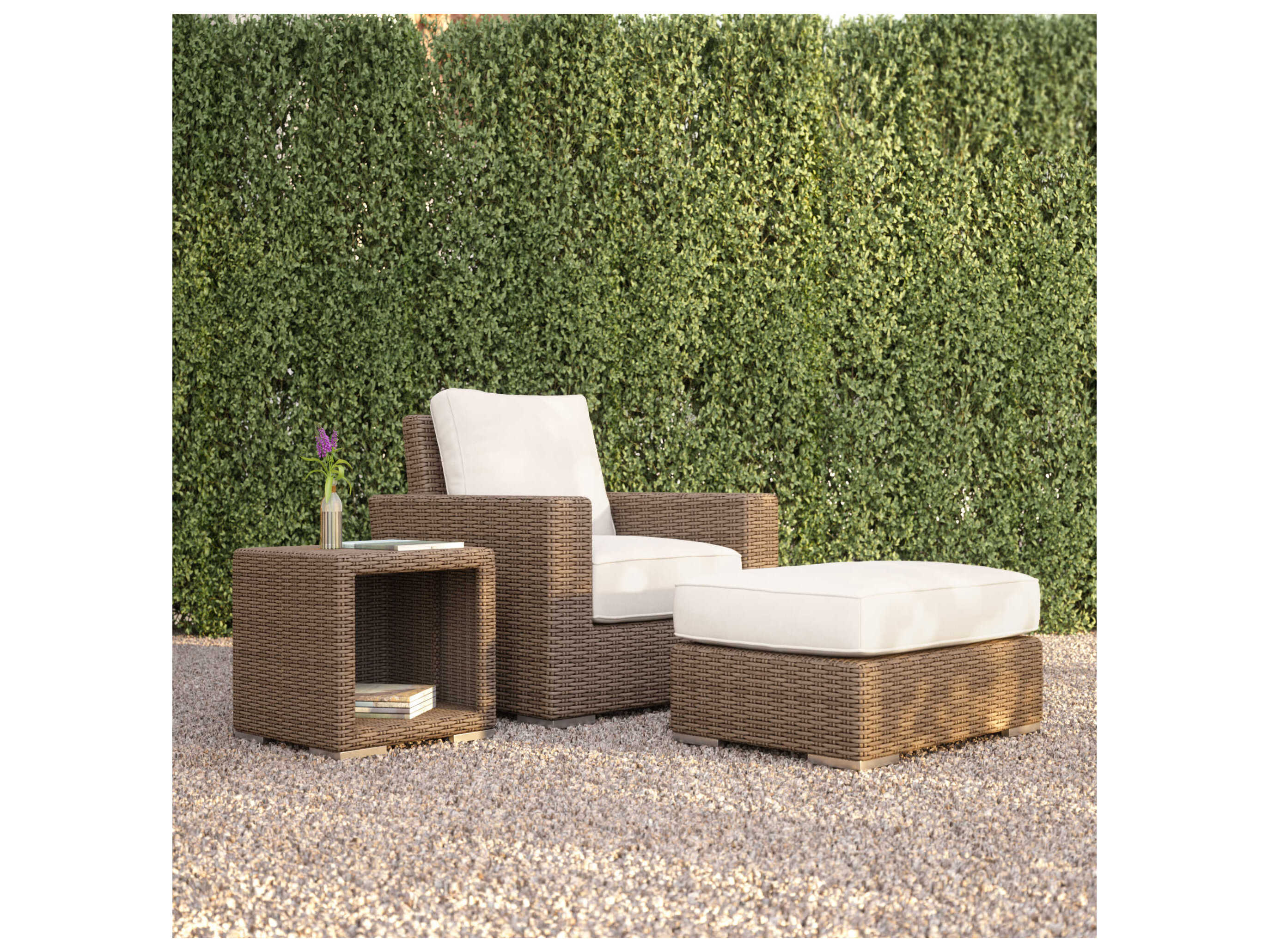 Sunset West Montecito Driftwood Wicker Cushion Ottoman