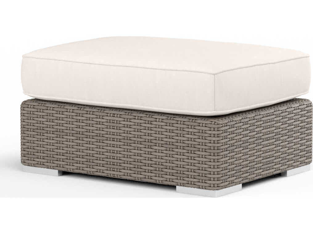 Sunset West Montecito Driftwood Wicker Cushion Ottoman