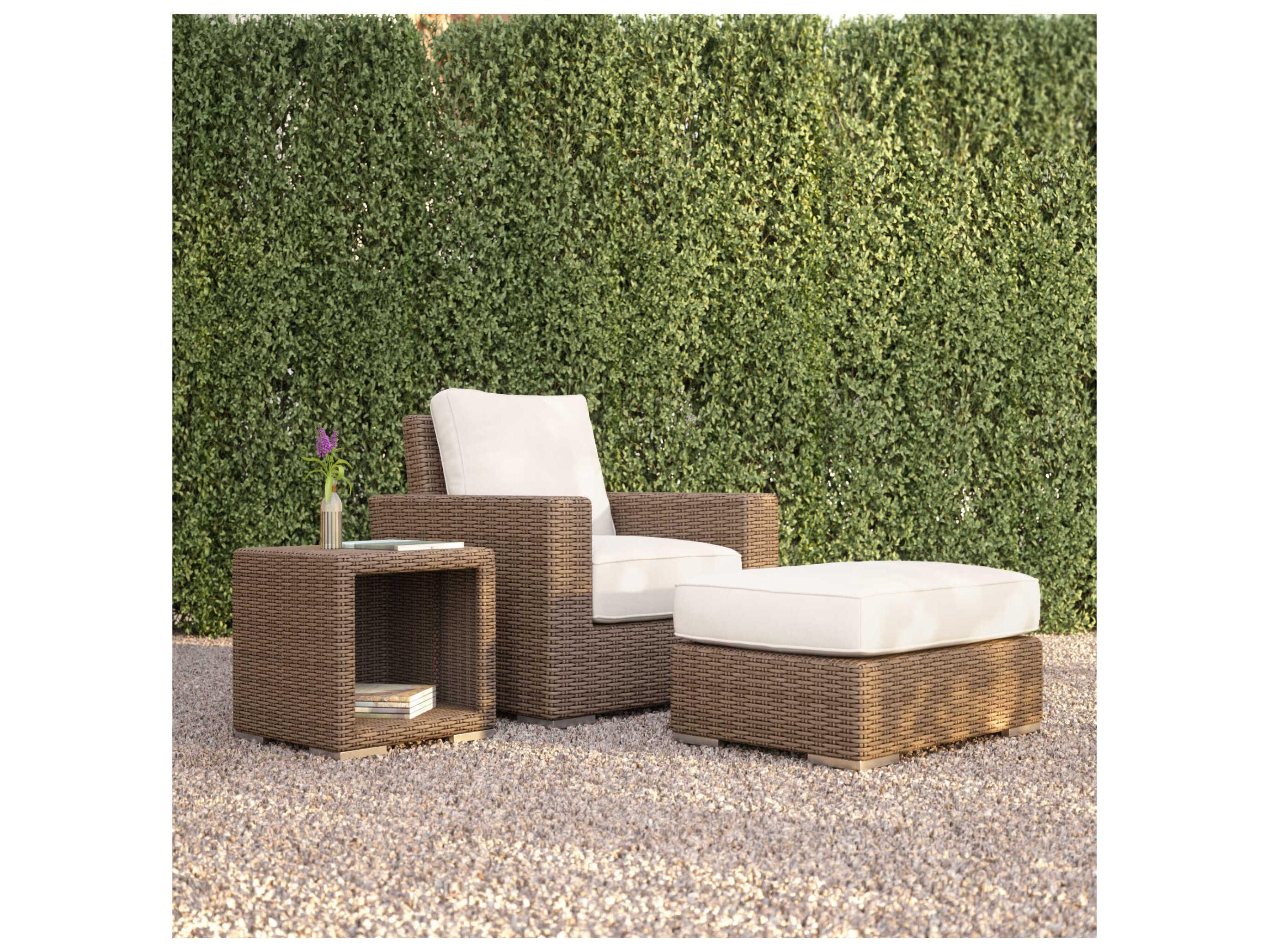 Sunset West Coronado Light Wood Wicker Cushion Ottoman