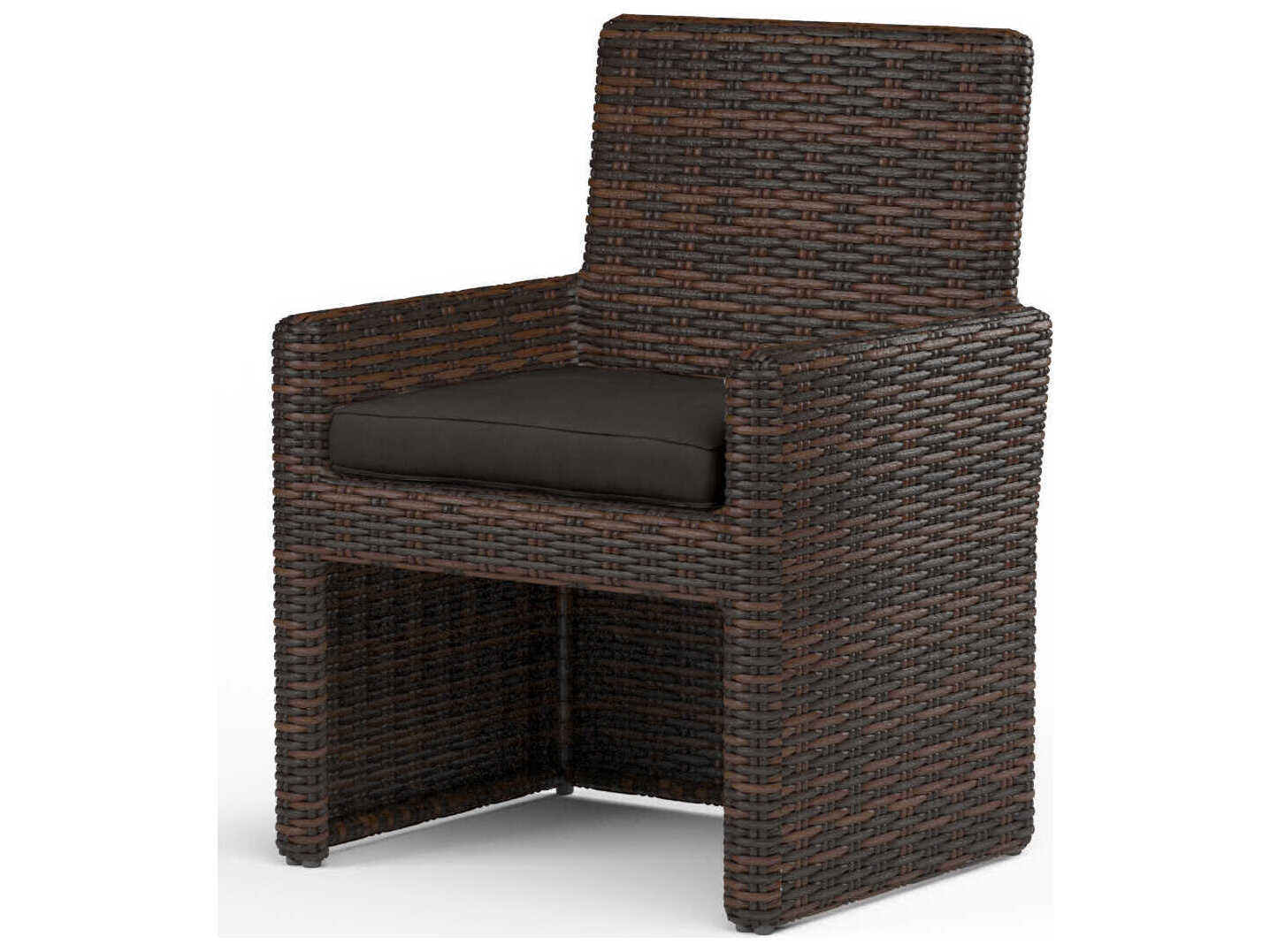Sunset West Montecito Cognac Wicker Cushion Dining Chair