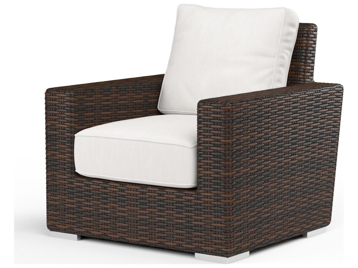 Sunset West Montecito Wicker Outdoor Lounge Chair in Canvas Flax with Self Welt