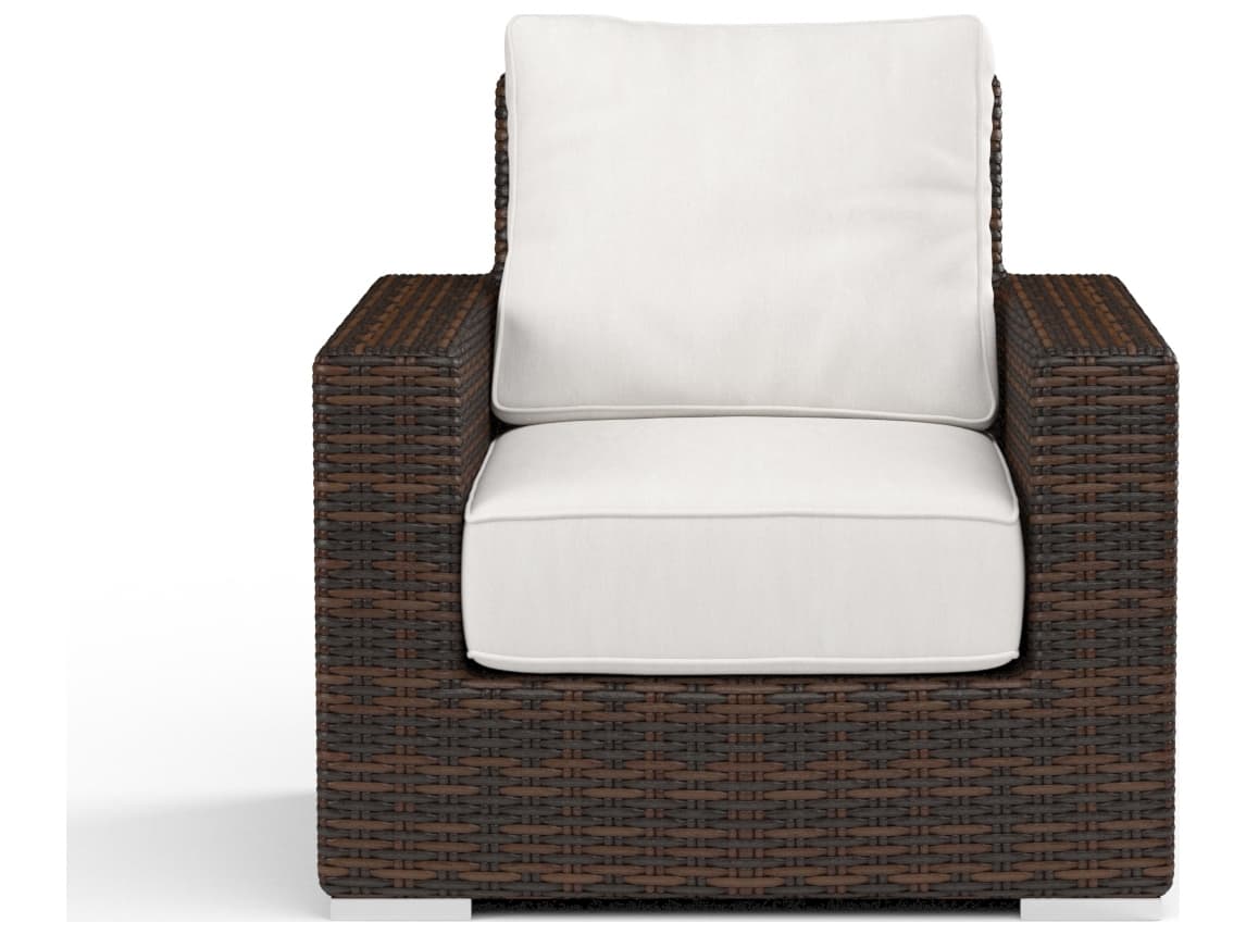 Sunset West Montecito Wicker Outdoor Lounge Chair in Canvas Flax with Self Welt