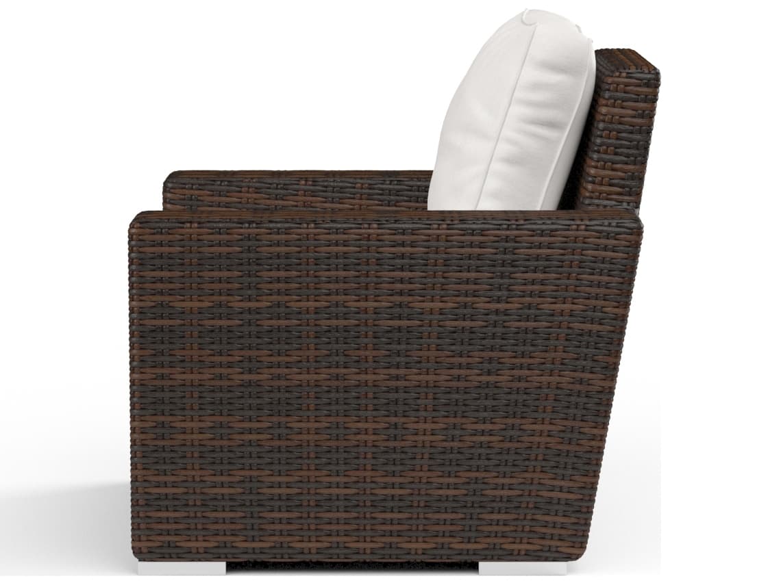 Sunset West Montecito Wicker Outdoor Lounge Chair in Canvas Flax with Self Welt