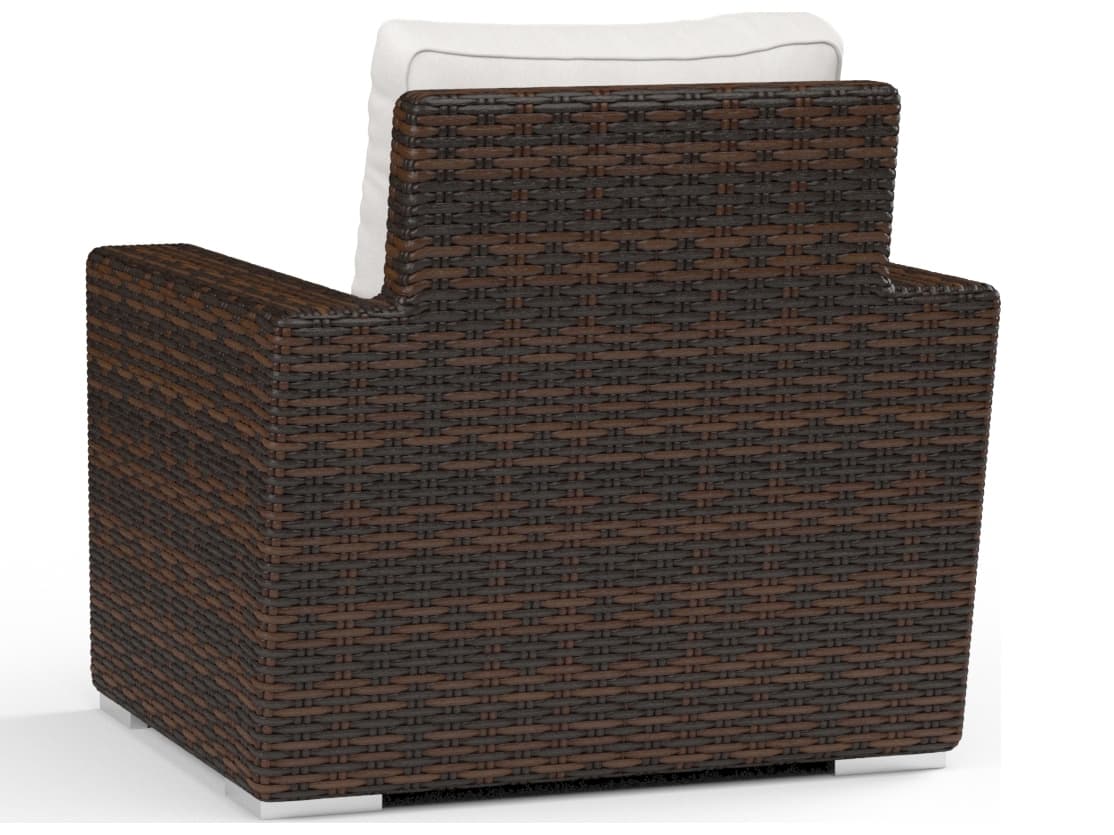 Sunset West Montecito Wicker Outdoor Lounge Chair in Canvas Flax with Self Welt