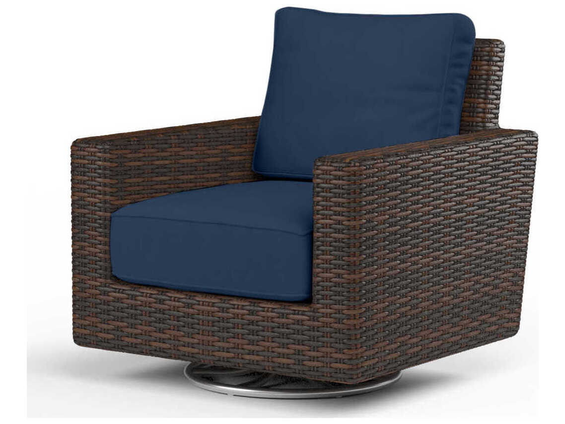 Sunset West Montecito Cognac Wicker Cushion Lounge Chair