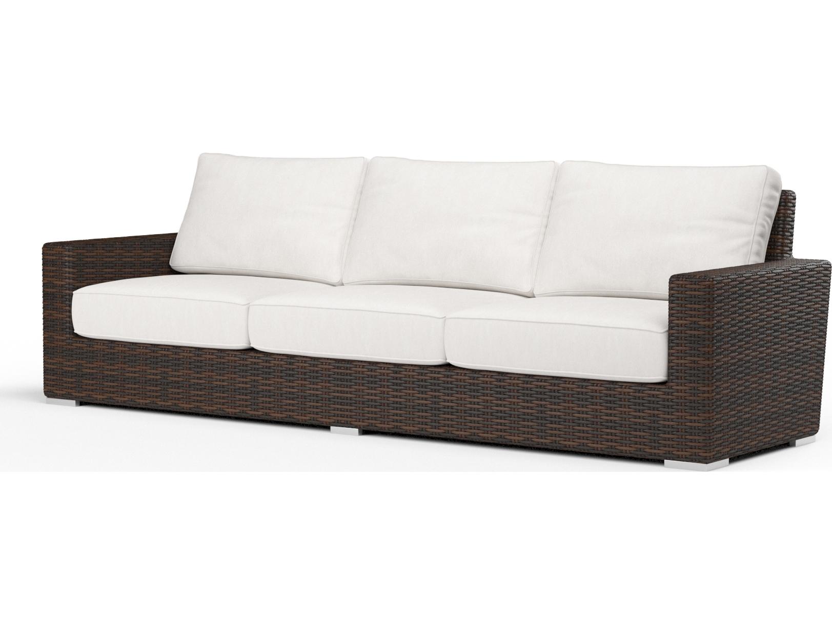 Sunset West Montecito Wicker Outdoor Sofa in Canvas Flax with Self Welt
