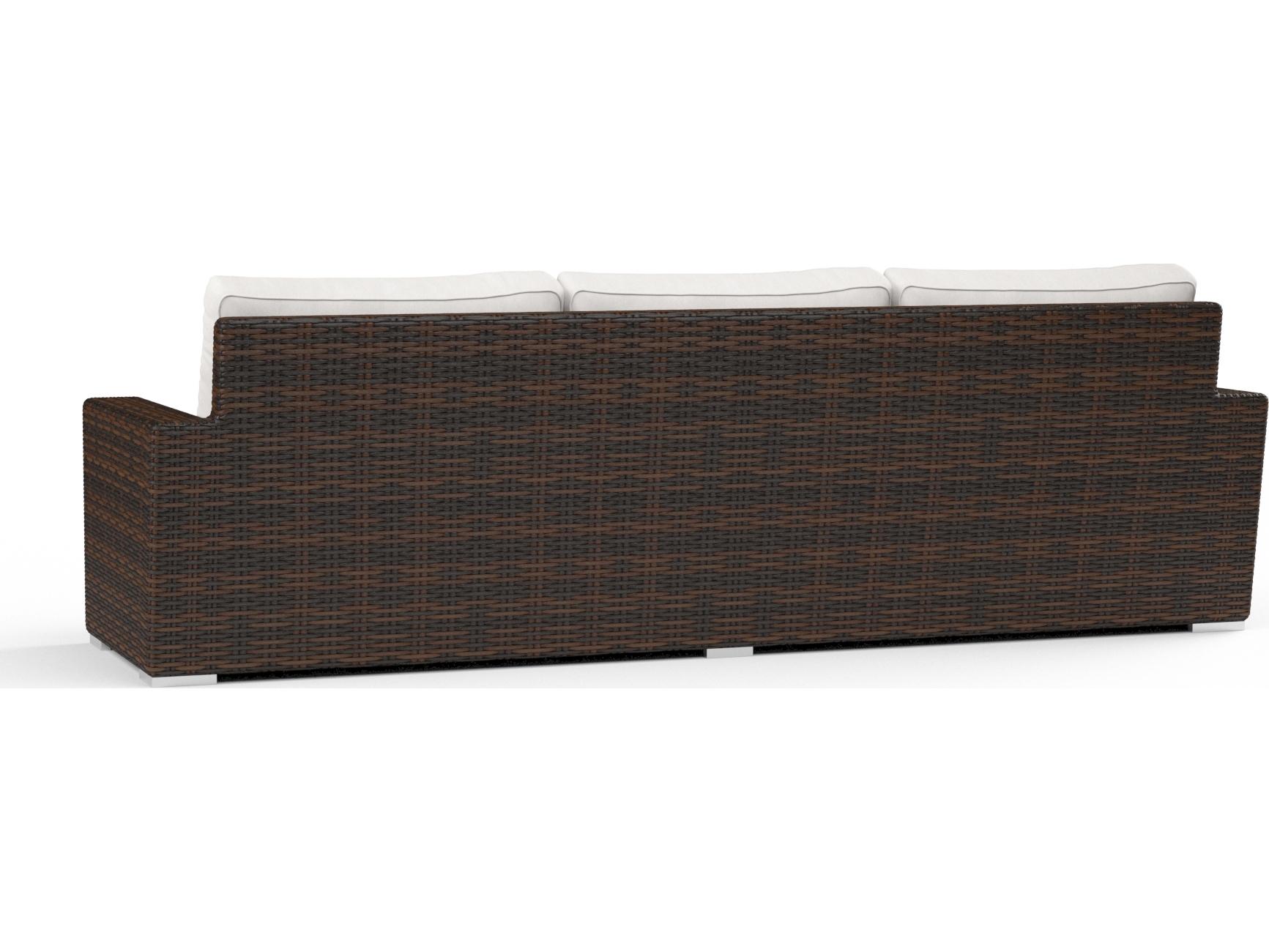 Sunset West Montecito Wicker Outdoor Sofa in Canvas Flax with Self Welt