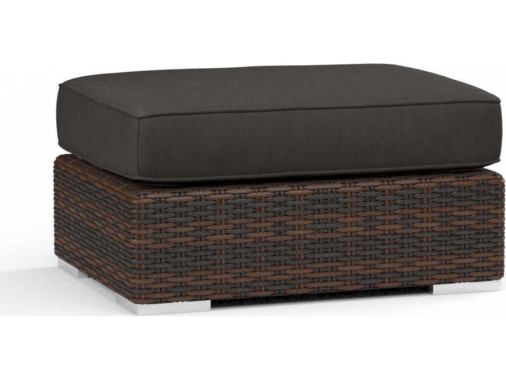 Sunset West Montecito Cognac Wicker Cushion Ottoman