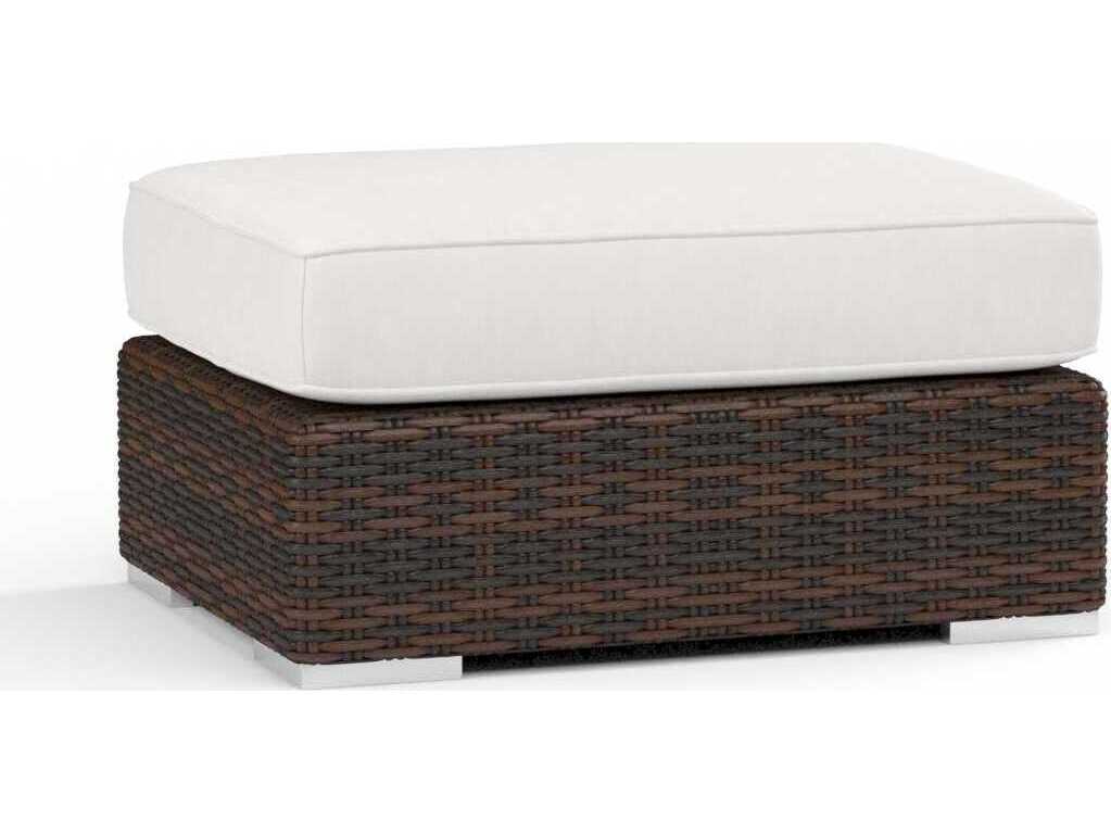 Sunset West Montecito Dark Wood Wicker Cushion Ottoman