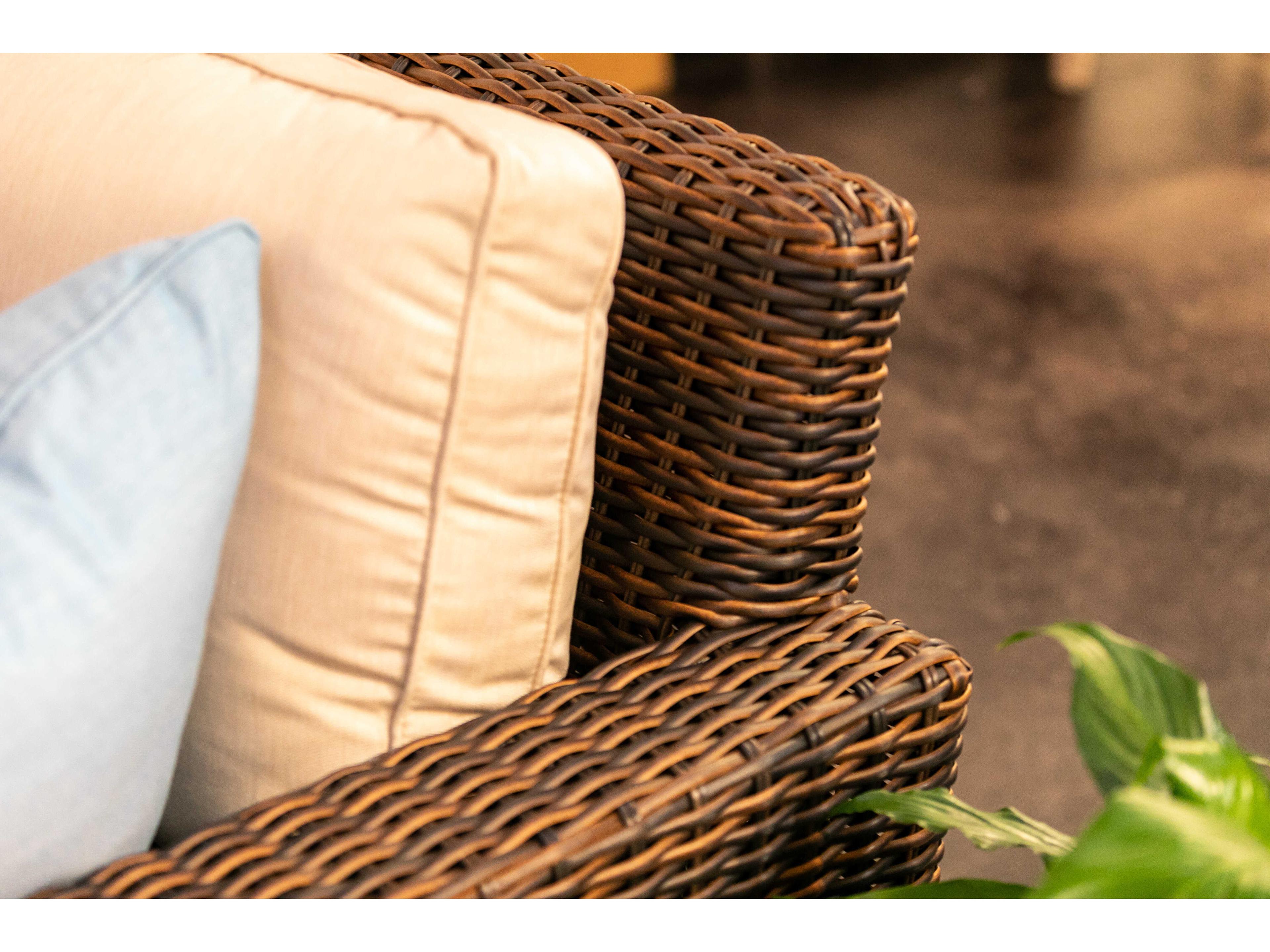 Sunset West Montecito Cognac Wicker Cushion Sofa