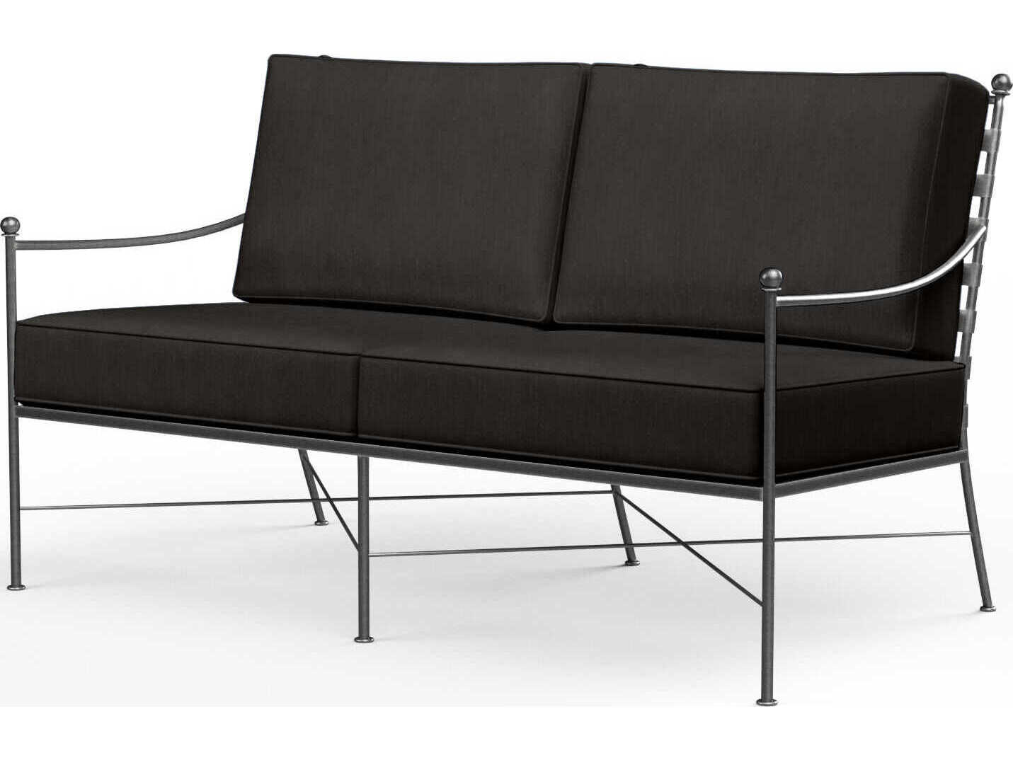 Sunset West Provence Pewter Wrought Iron Cushion Loveseat