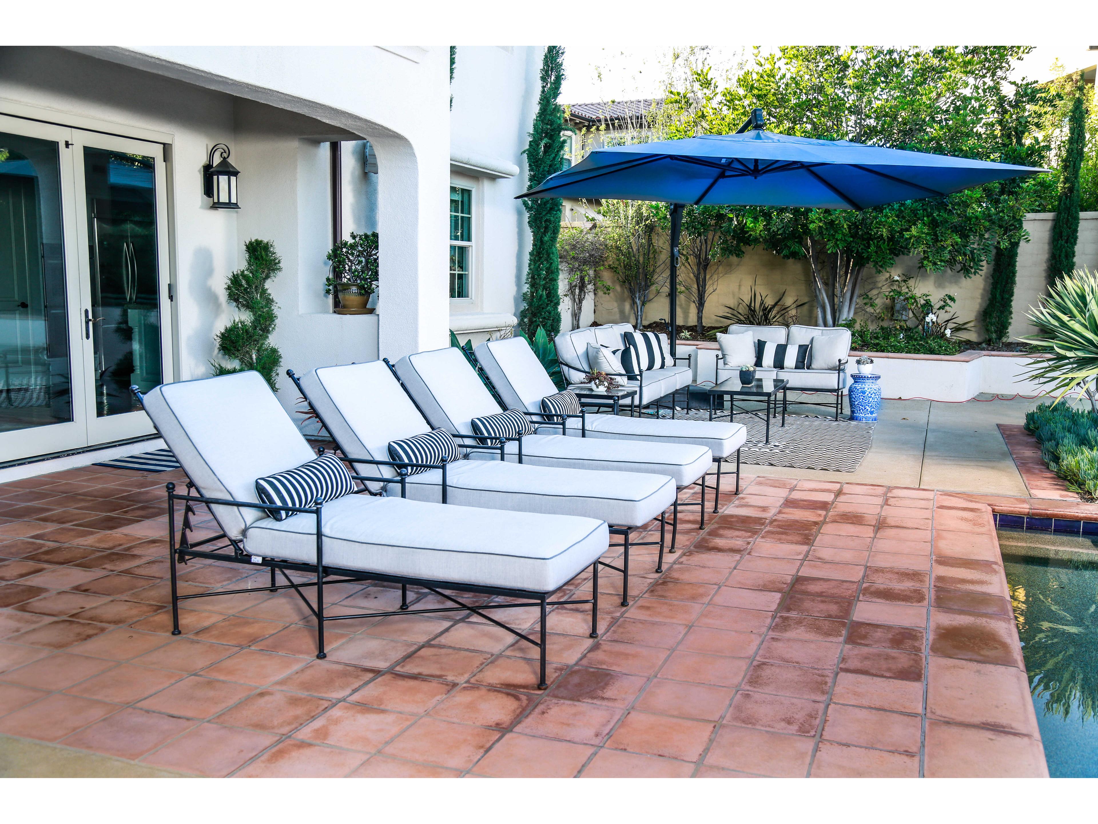 Sunset West Provence Pewter Wrought Iron Cushion Chaise Lounge