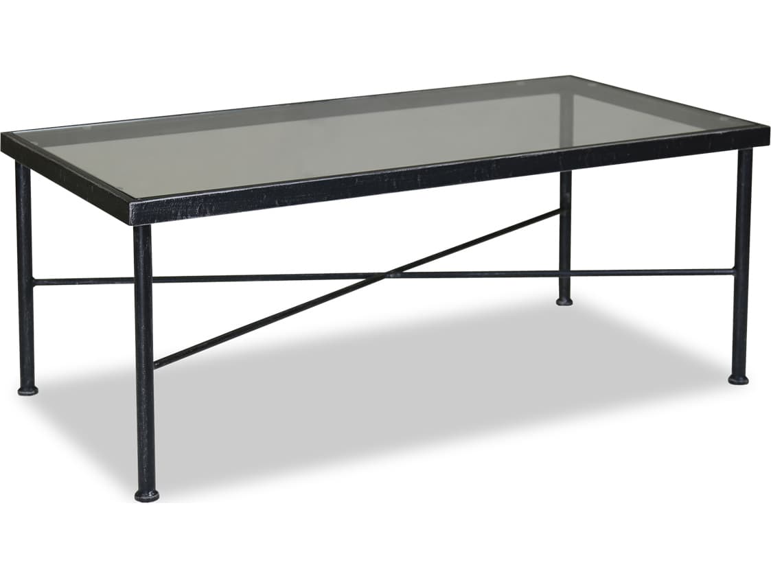 Sunset West Provence Wrought Iron Rectangular Glass Top Patio Coffee Table
