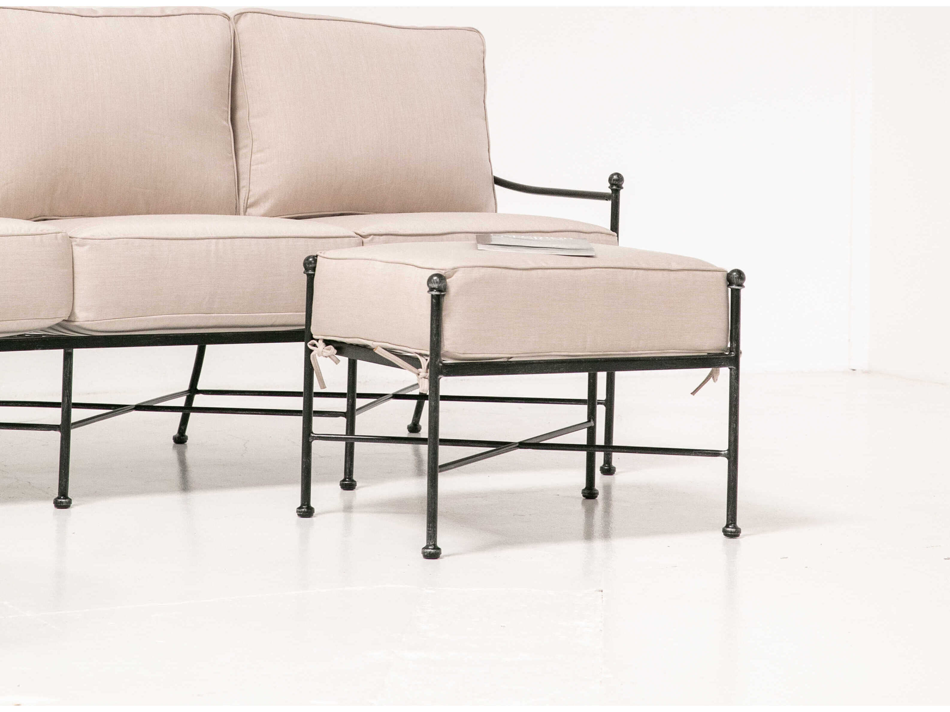 Sunset West Provence Pewter Wrought Iron Cushion Ottoman