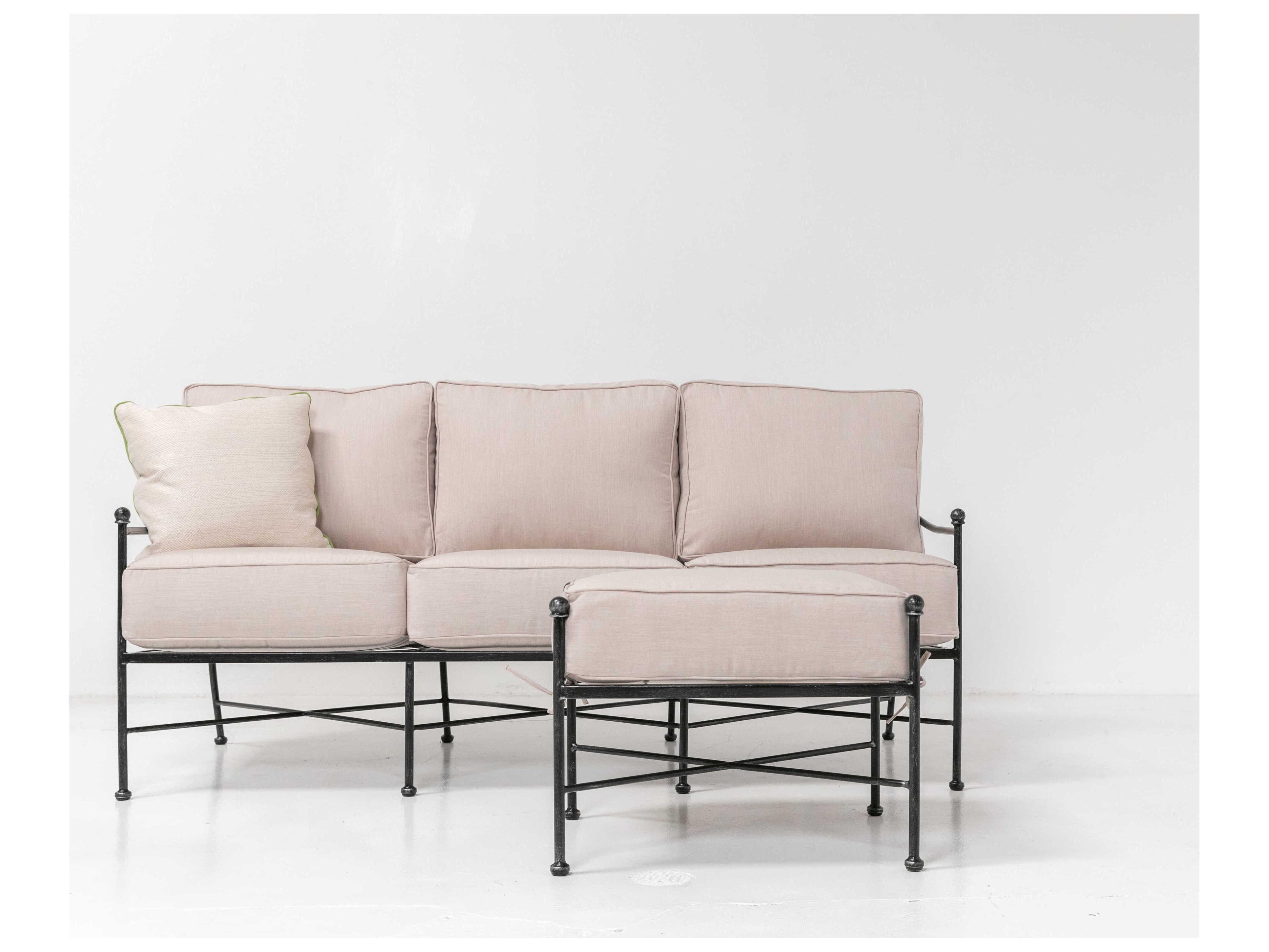 Sunset West Provence Blacks Wrought Iron Cushion Ottoman