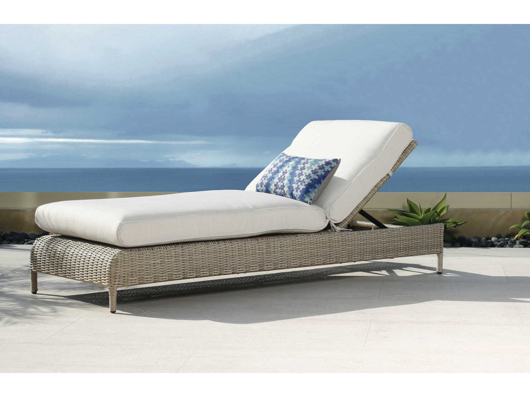 Sunset West Manhattan Gray Wicker Cushion Chaise Lounge