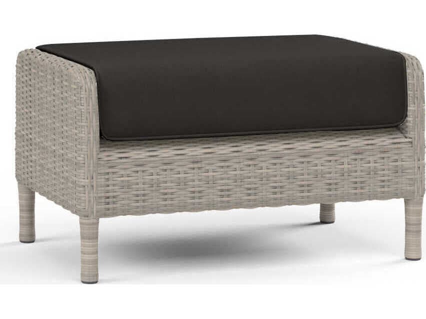 Sunset West Manhattan Gray Wicker Cushion Ottoman