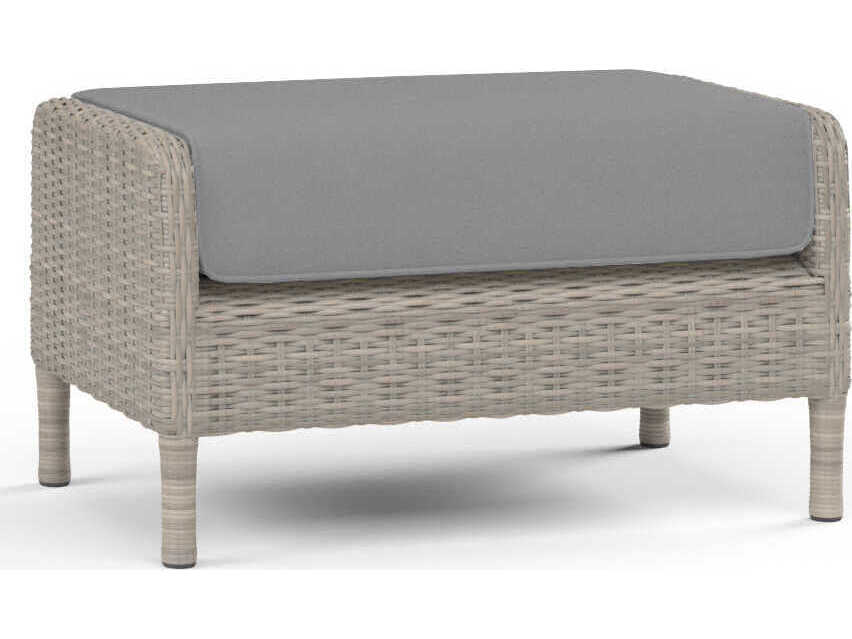 Sunset West Manhattan Gray Wicker Cushion Ottoman