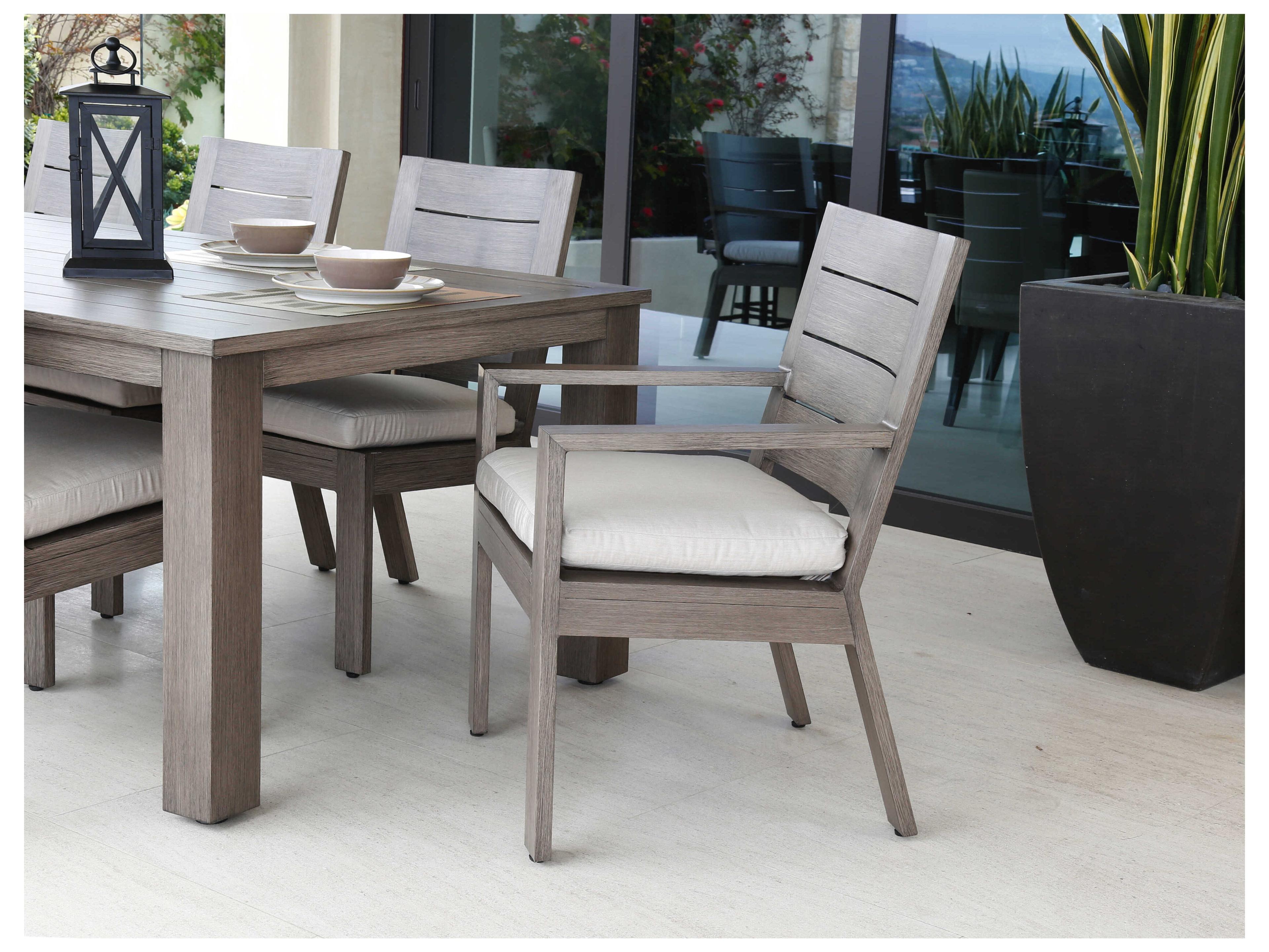 Sunset West Laguna Driftwood Aluminum Cushion Dining Chair