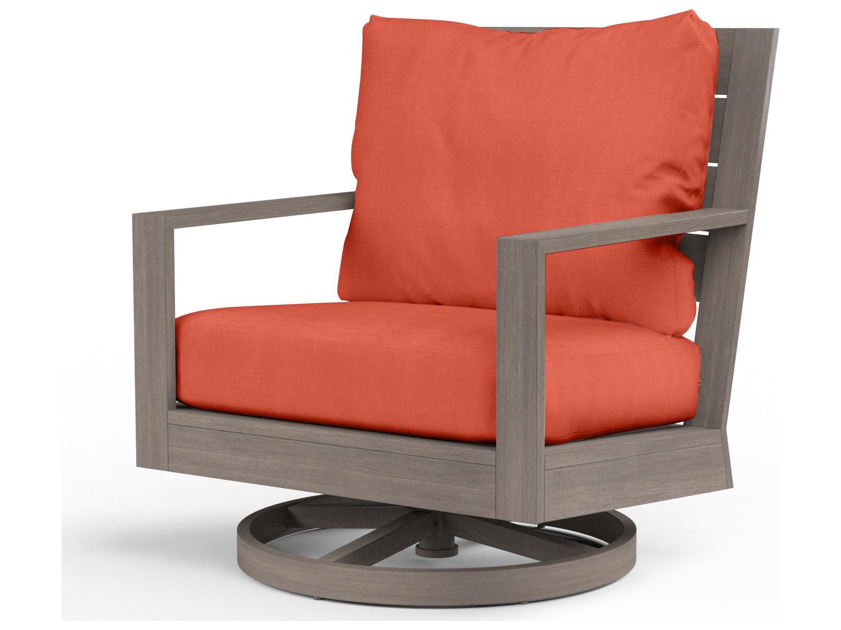 Sunset West Laguna Aluminum Driftwood Swivel Outdoor Patio Lounge Chair