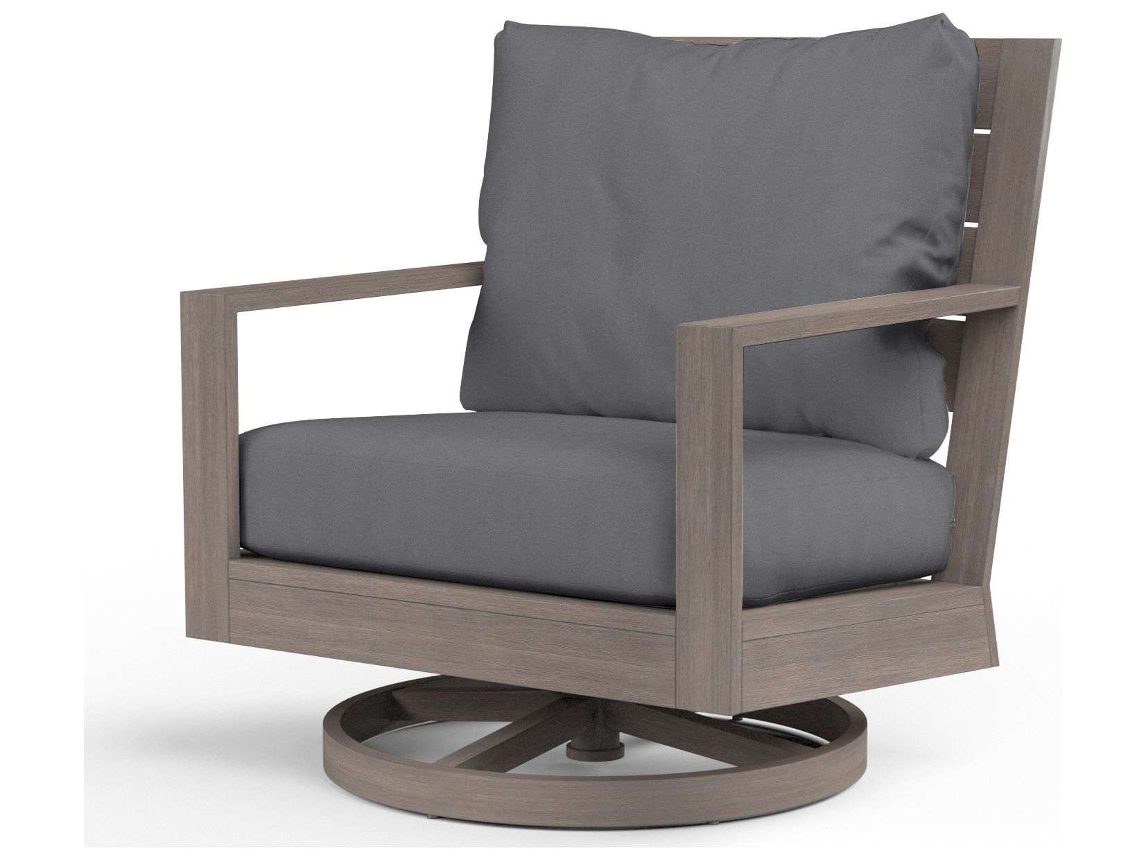 Sunset West Laguna Aluminum Driftwood Swivel Outdoor Patio Lounge Chair