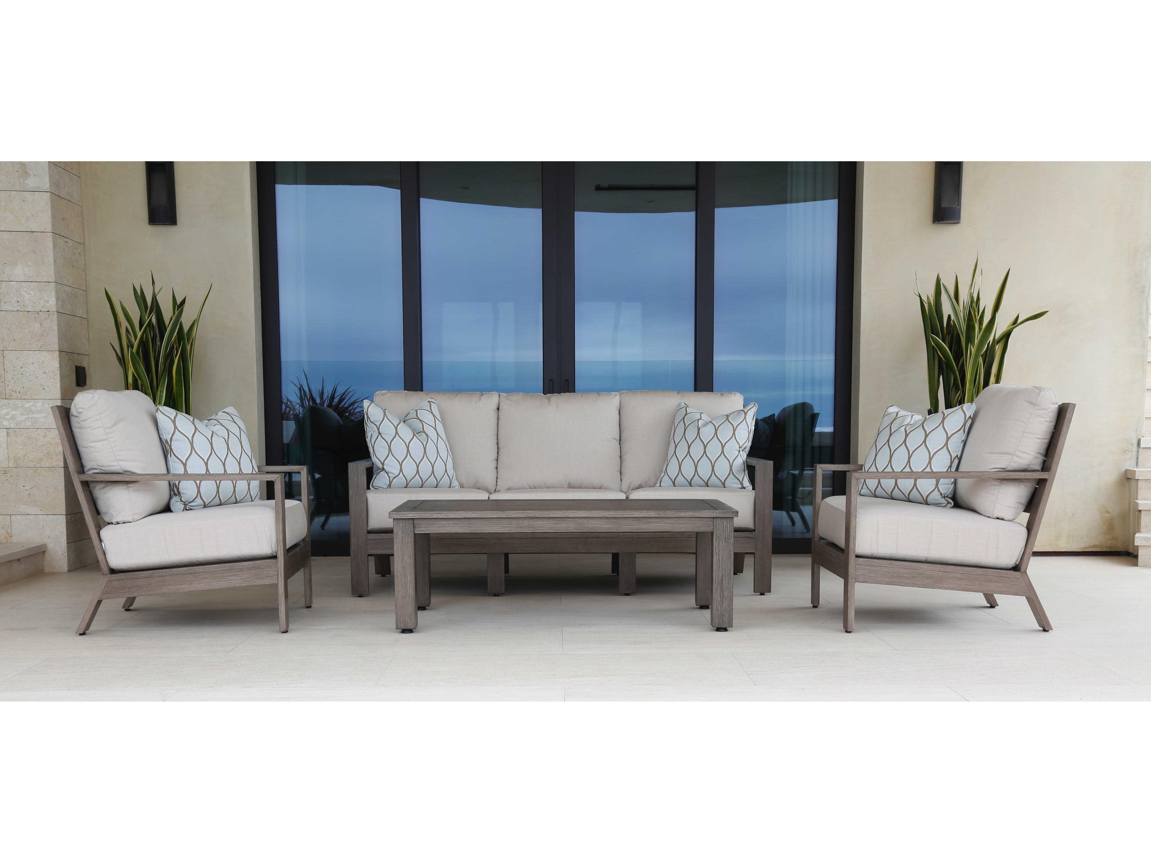 Sunset West Laguna Driftwood Aluminum Cushion Sofa