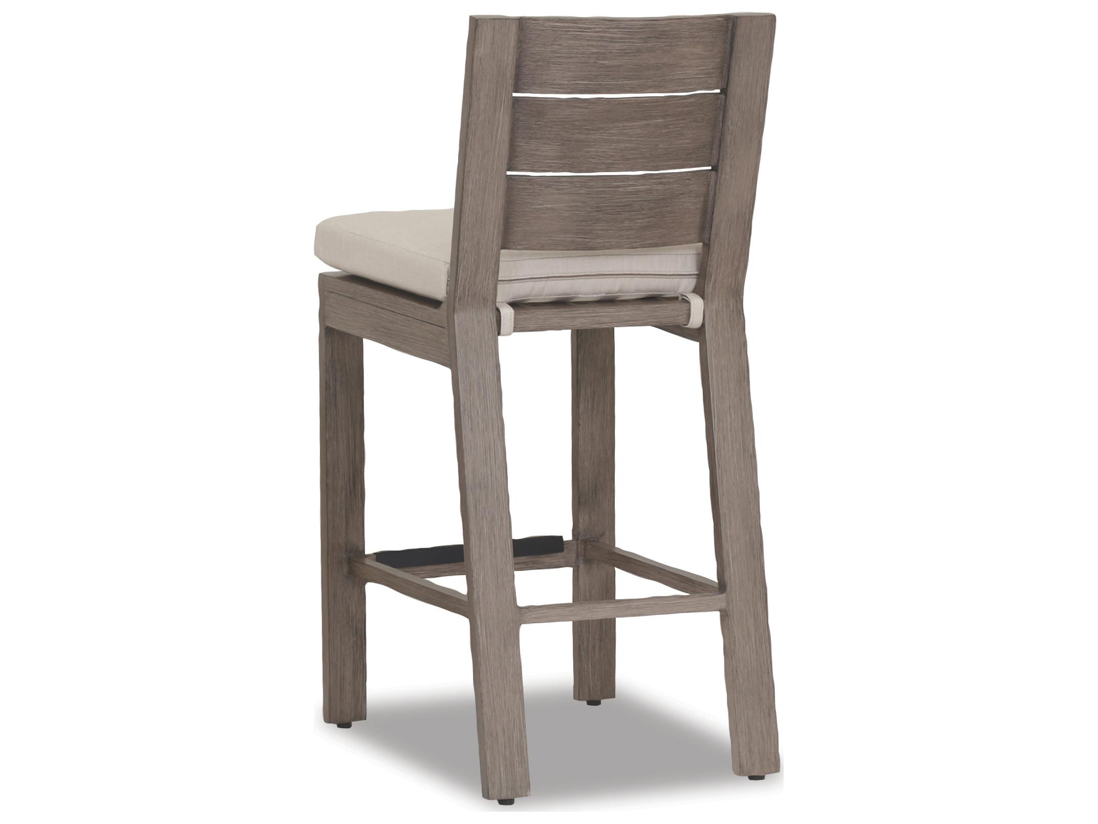 Sunset West Laguna Aluminum Outdoor Patio Bar Stool in Canvas Flax