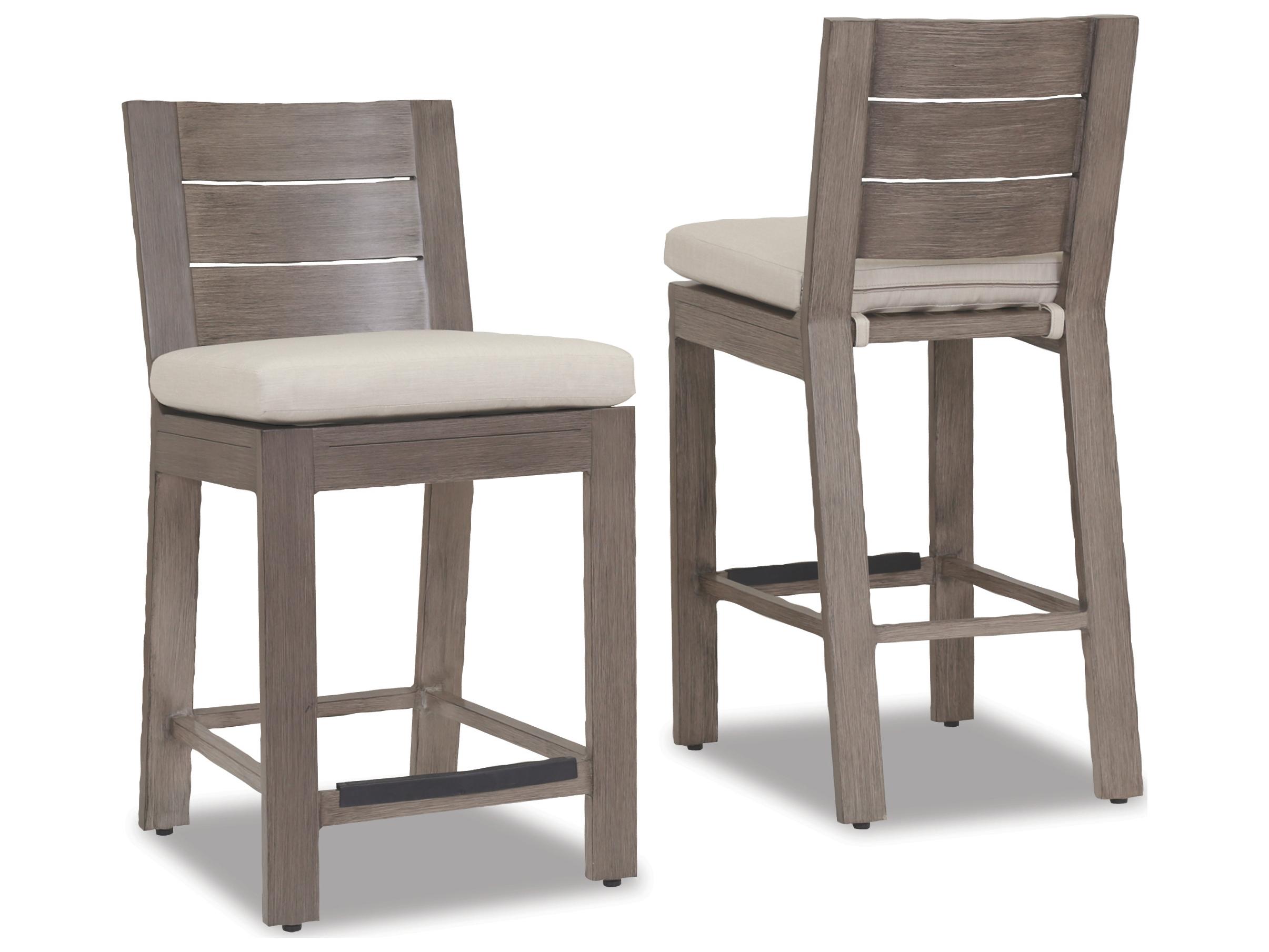 Sunset West Laguna Aluminum Outdoor Patio Bar Stool in Canvas Flax