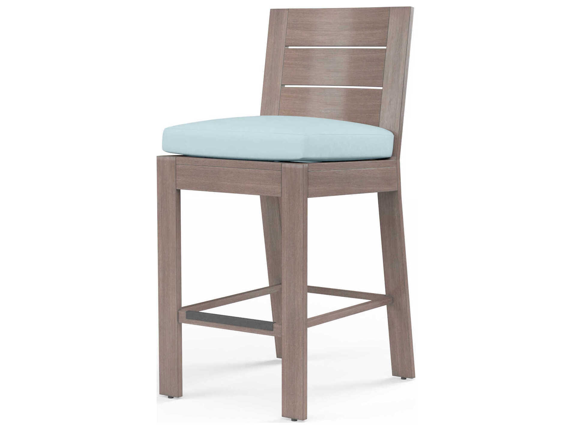 Sunset West Laguna Driftwood Aluminum Cushion Counter Stool