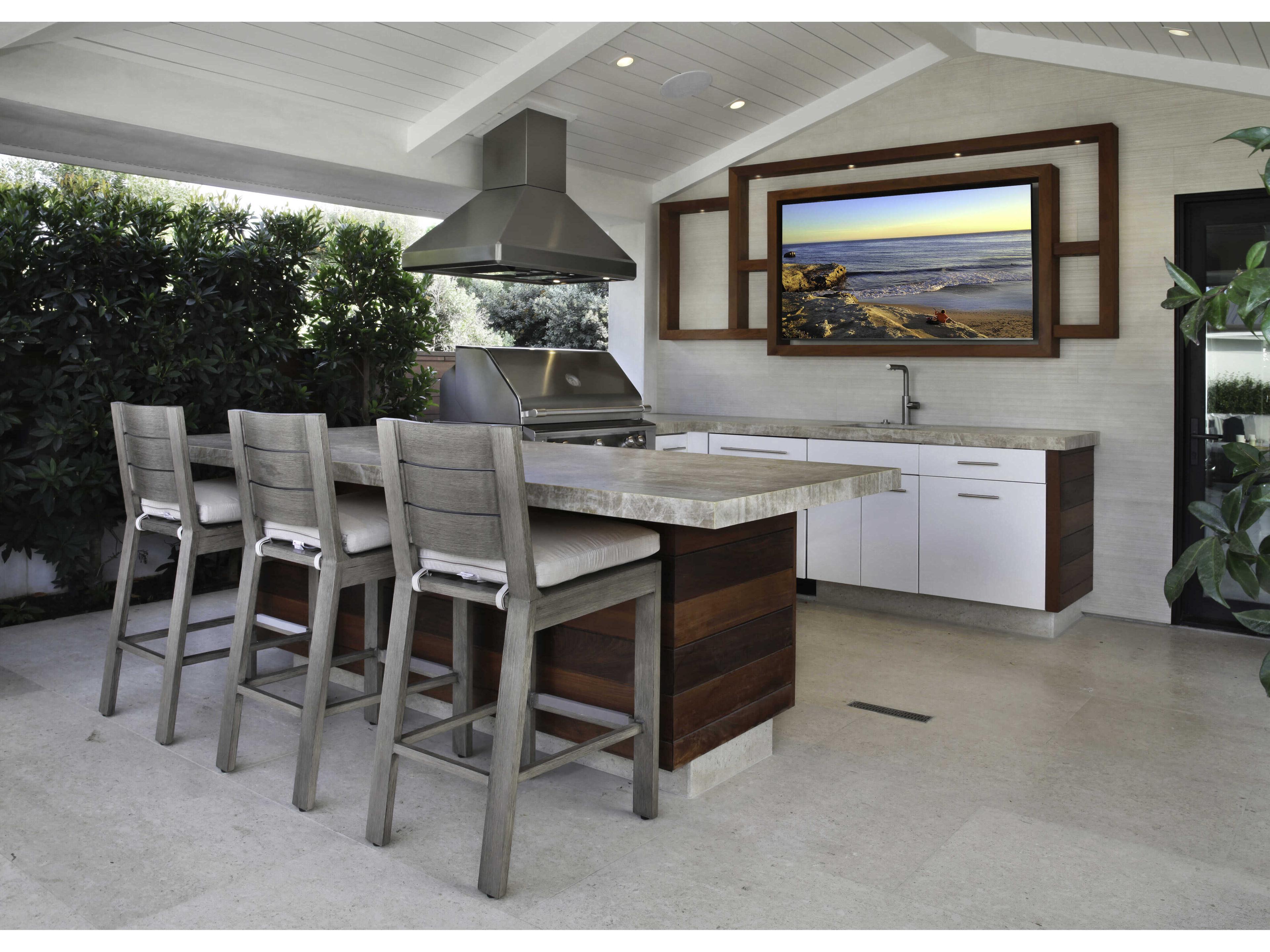 Sunset West Laguna Driftwood Aluminum Cushion Counter Stool