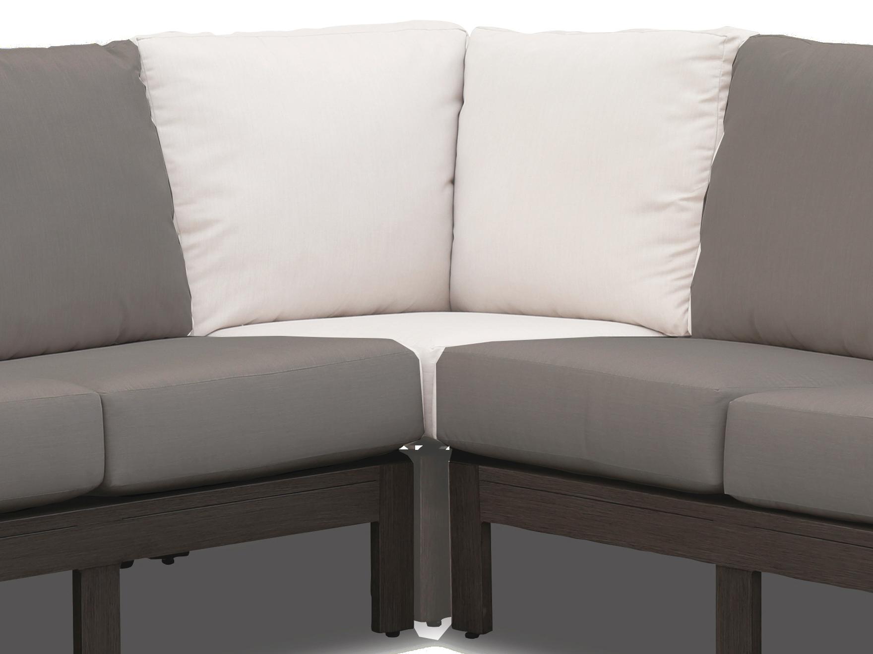 Sunset West Laguna Aluminum Brushed Driftwood Corner Outdoor Patio Lounge Chair in Canvas Flax