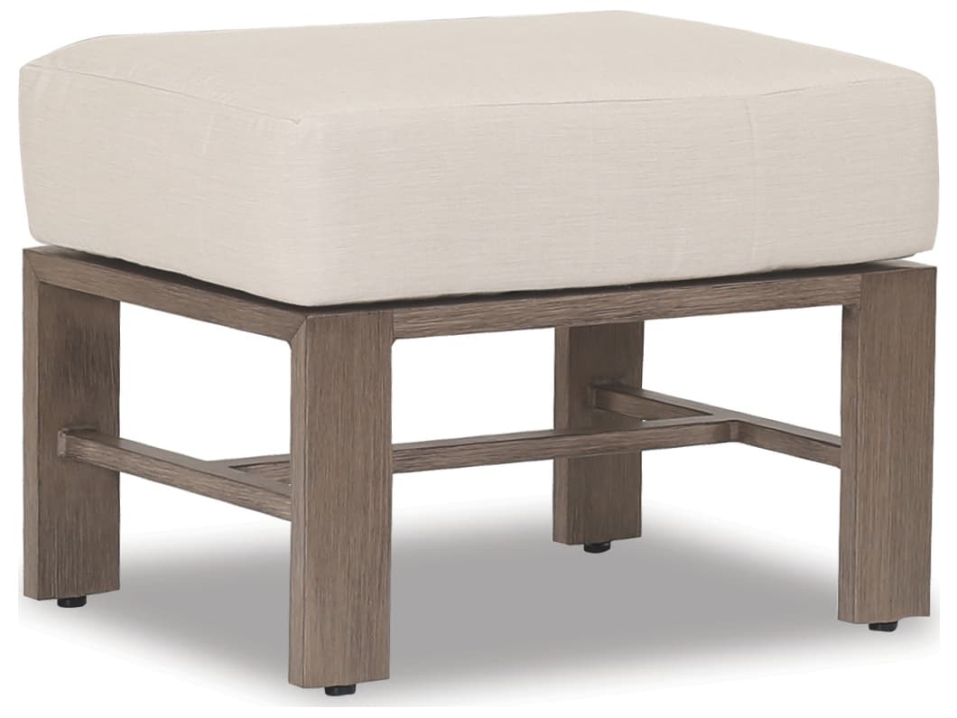 Sunset West Laguna Aluminum Patio Ottoman in Canvas Flax