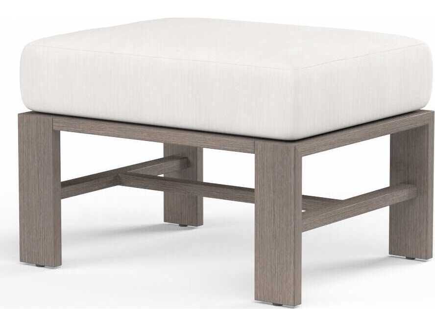 Sunset West Laguna Light Wood Aluminum Cushion Ottoman
